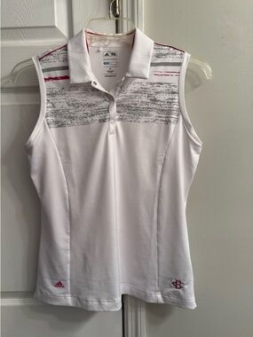 Adidas Gold White Polo with Pink & Gray Trim